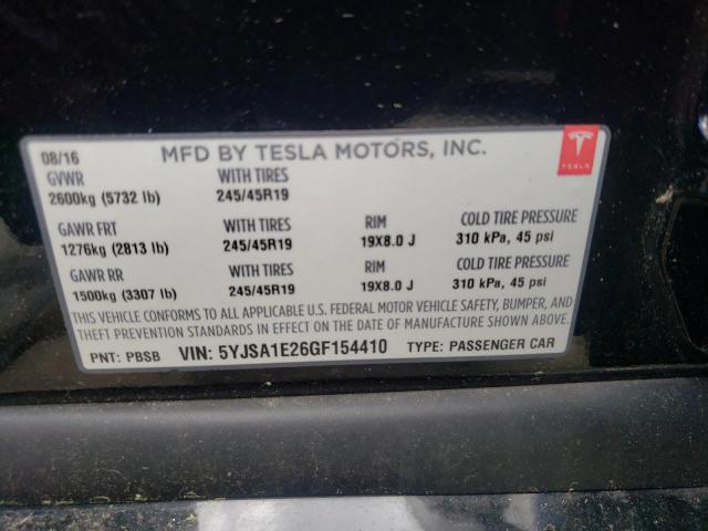 Photo 10 from auction – 2016 TESLA MODEL S with VIN 5YJSA1E26GF154410
