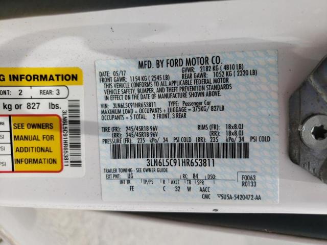 Photo 10 from auction – 2017 LINCOLN MKZ SELECT with VIN 3LN6L5C91HR653811