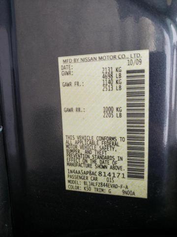 Photo 10 from auction – 2010 NISSAN MAXIMA S with VIN 1N4AA5AP8AC814171