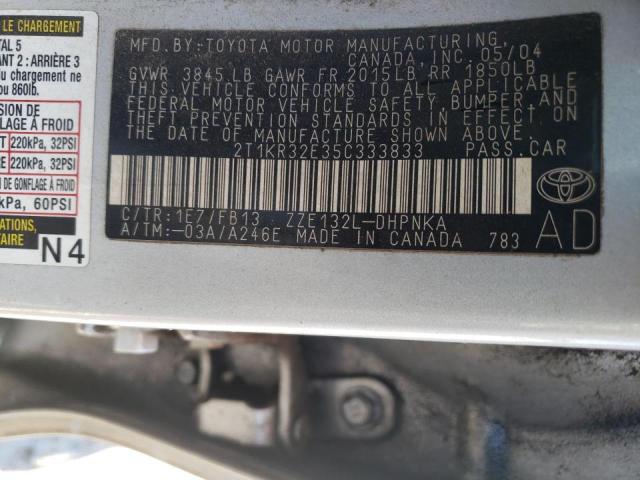 Photo 10 from auction – 2005 TOYOTA COROLLA MA with VIN 2T1KR32E35C333833