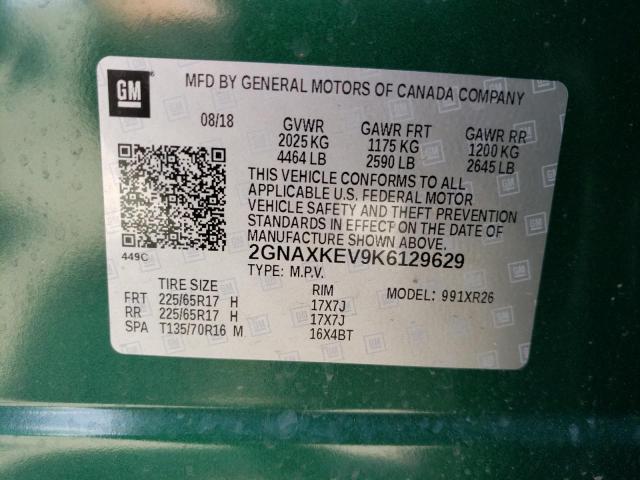 Photo 10 from auction – 2019 CHEVROLET EQUINOX LT with VIN 2GNAXKEV9K6129629