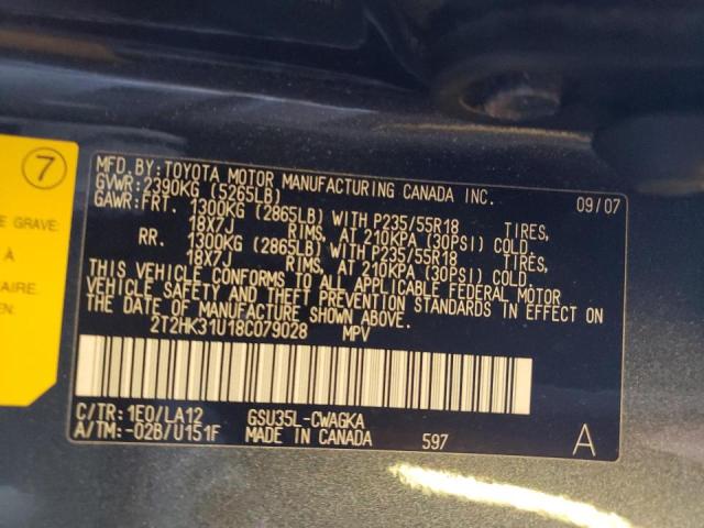 Photo 10 from auction – 2008 LEXUS RX 350 with VIN 2T2HK31U18C079028
