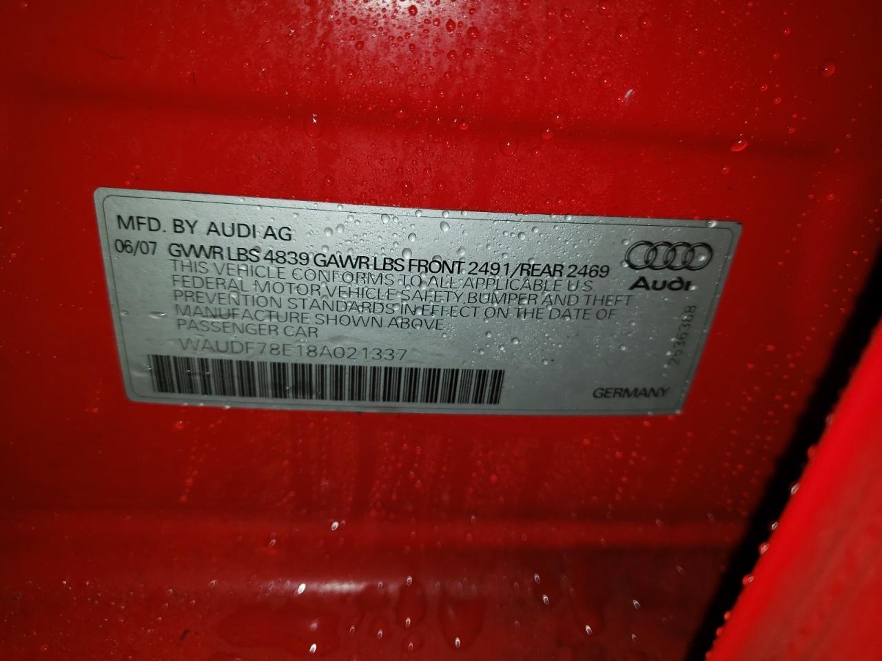 Photo 10 from auction – 2008 AUDI A4 2.0T QU with VIN WAUDF78E18A021337