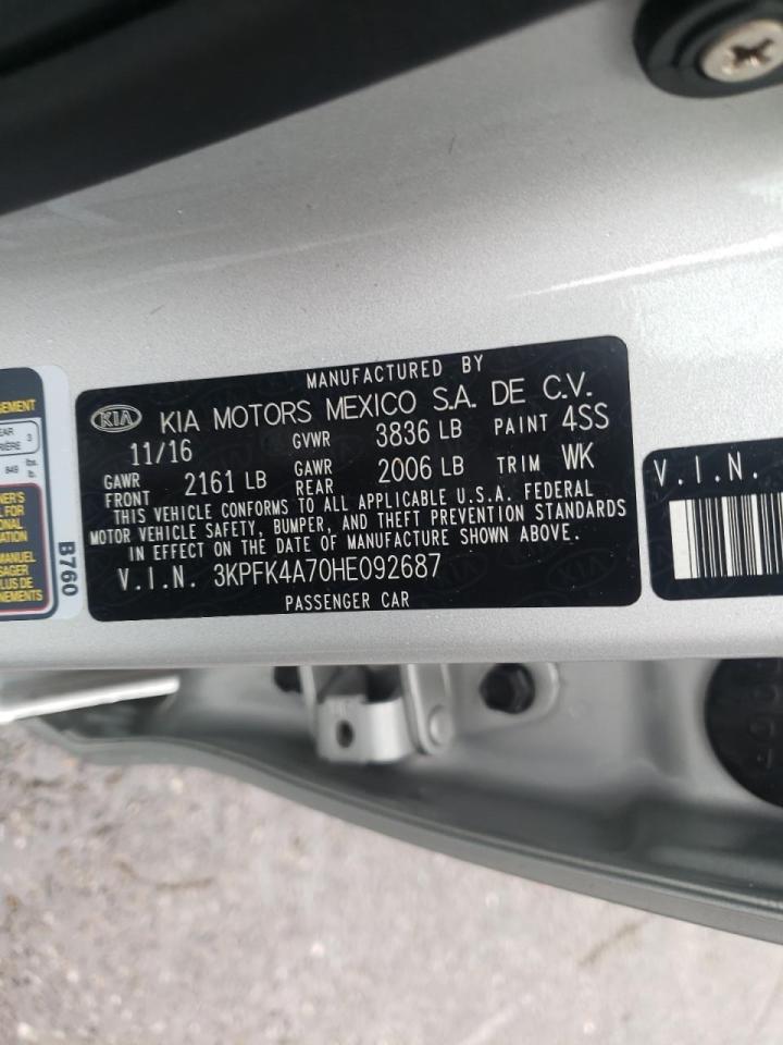 Photo 10 from auction – 2017 KIA FORTE LX with VIN 3KPFK4A70HE092687