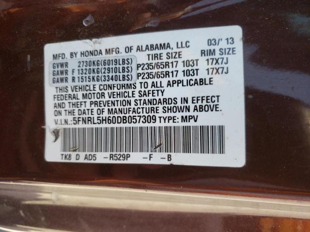 Photo 10 from auction – 2013 HONDA ODYSSEY EX with VIN 5FNRL5H60DB057309