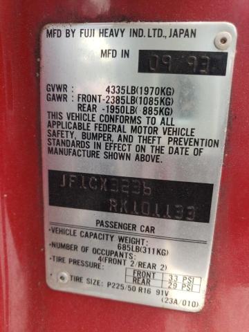 Photo 10 from auction – 1994 SUBARU SVX LE with VIN JF1CX3236RK101133