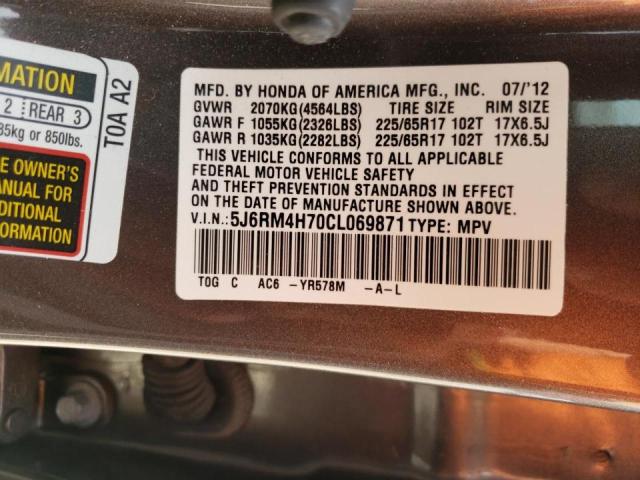 Photo 10 from auction – 2012 HONDA CR-V EXL with VIN 5J6RM4H70CL069871