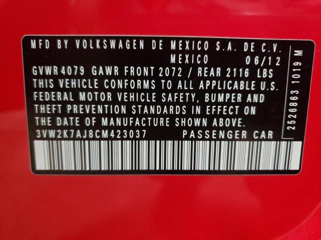 Photo 10 from auction – 2012 VOLKSWAGEN JETTA BASE with VIN 3VW2K7AJ8CM423037