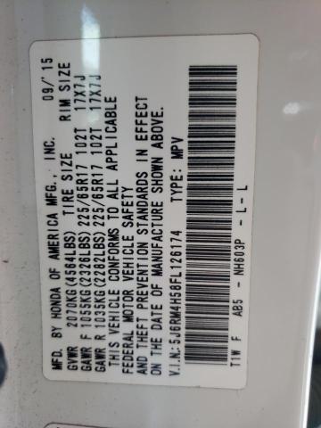 Photo 10 from auction – 2015 HONDA CR-V EX with VIN 5J6RM4H58FL126174
