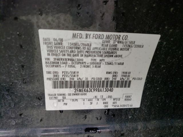 Photo 10 from auction – 2009 FORD FLEX with VIN 2FMEK63C99BA13040