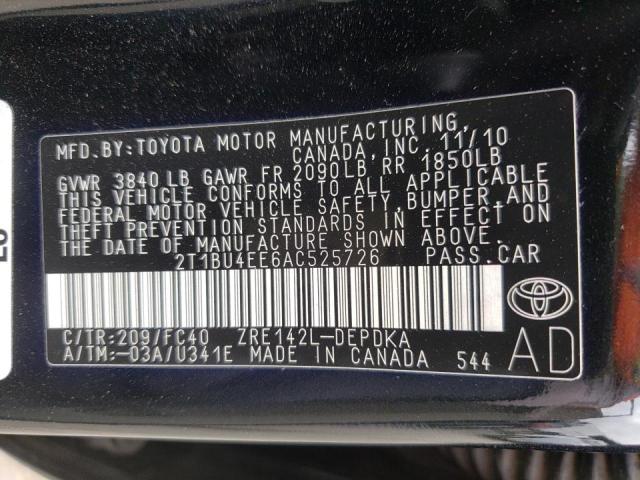 Photo 10 from auction – 2010 TOYOTA COROLLA BA with VIN 2T1BU4EE6AC525726