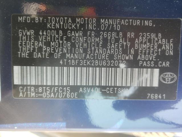 Photo 10 from auction – 2011 TOYOTA CAMRY BASE with VIN 4T1BF3EK2BU632072