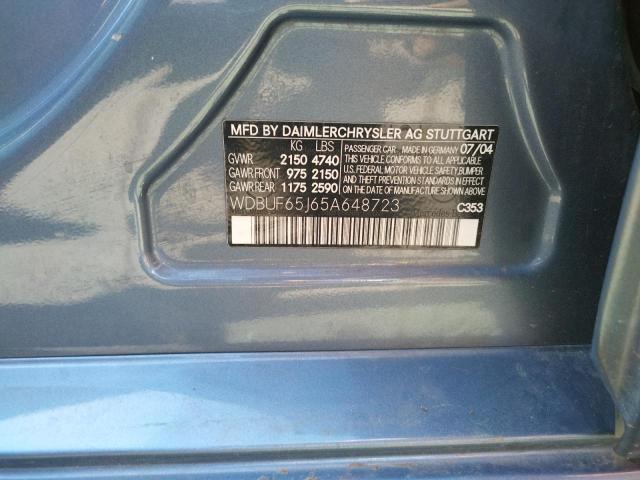 Photo 10 from auction – 2005 MERCEDES-BENZ E 320 with VIN WDBUF65J65A648723