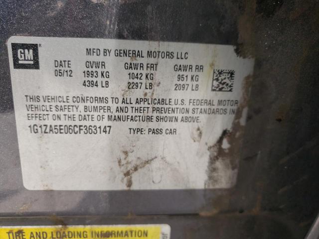 Photo 10 from auction – 2012 CHEVROLET MALIBU LS with VIN 1G1ZA5E06CF363147