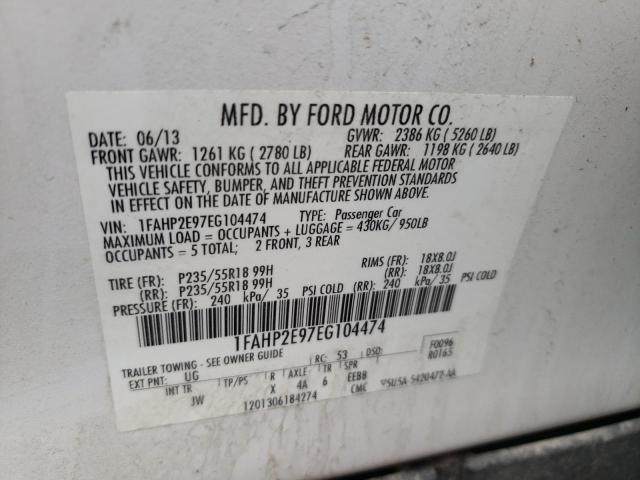 Photo 10 from auction – 2014 FORD TAURUS SEL with VIN 1FAHP2E97EG104474