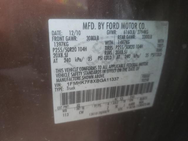 Photo 10 from auction – 2011 FORD EXPLORER L with VIN 1FMHK7F8XBGA11337