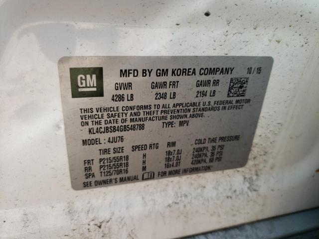 Photo 10 from auction – 2016 BUICK ENCORE CON with VIN KL4CJBSB4GB548788