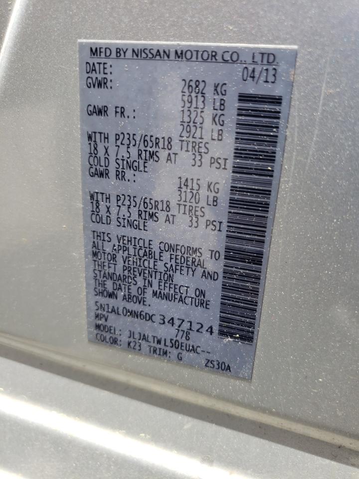 Photo 10 from auction – 2013 INFINITI JX35 with VIN 5N1AL0MN6DC347124