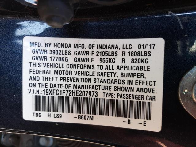 Photo 10 from auction – 2017 HONDA CIVIC EXL with VIN 19XFC1F72HE207973