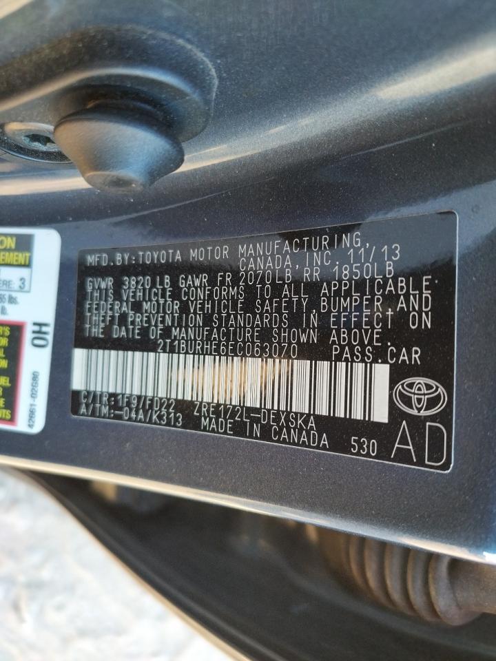 Photo 10 from auction – 2014 TOYOTA COROLLA L with VIN 2T1BURHE6EC063070