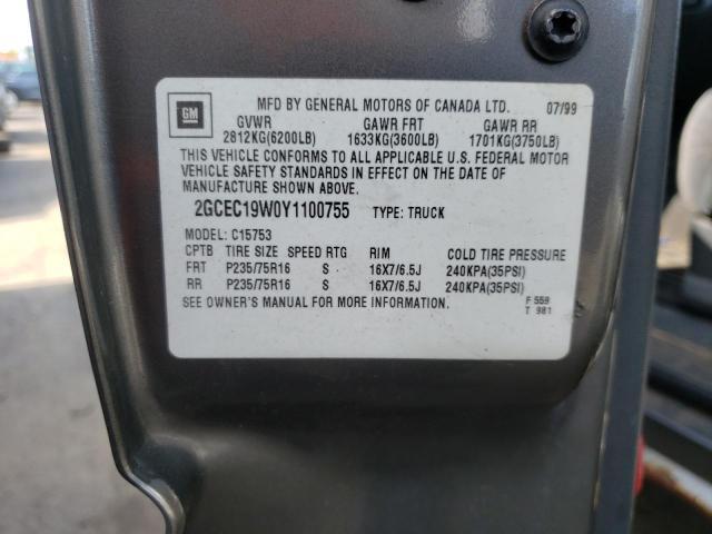 Photo 10 from auction – 2000 CHEVROLET SILVERADO with VIN 2GCEC19W0Y1100755