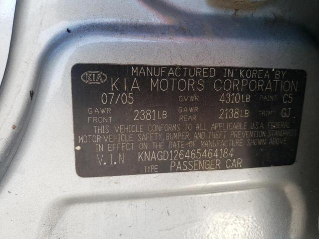 Photo 10 from auction – 2006 KIA OPTIMA LX with VIN KNAGD126465464184