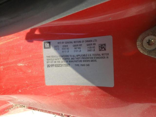 Photo 10 from auction – 2012 CHEVROLET CAMARO LT with VIN 2G1FF1E32C9173927