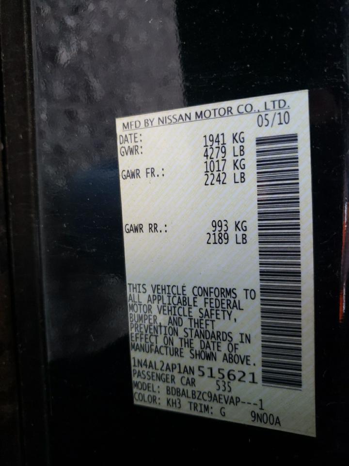 Photo 10 from auction – 2010 NISSAN ALTIMA BAS with VIN 1N4AL2AP1AN515621
