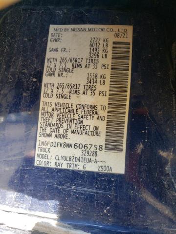 Photo 10 from auction – 2022 NISSAN FRONTIER S with VIN 1N6ED1FK8NN606758