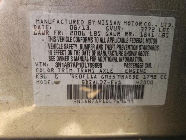 Photo 10 from auction – 2013 NISSAN SENTRA S with VIN 3N1AB7AP1DL769699