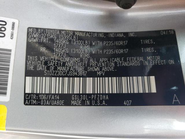 Photo 10 from auction – 2018 TOYOTA SIENNA L with VIN 5TDZZ3DC7JS943617
