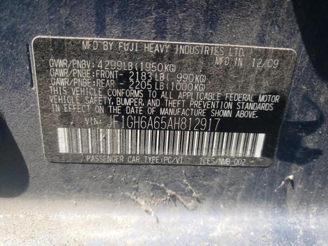 Photo 10 from auction – 2010 SUBARU IMPREZA 2. with VIN JF1GH6A65AH812917