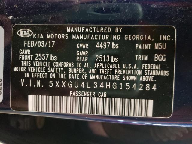 Photo 10 from auction – 2017 KIA OPTIMA EX with VIN 5XXGU4L34HG154284