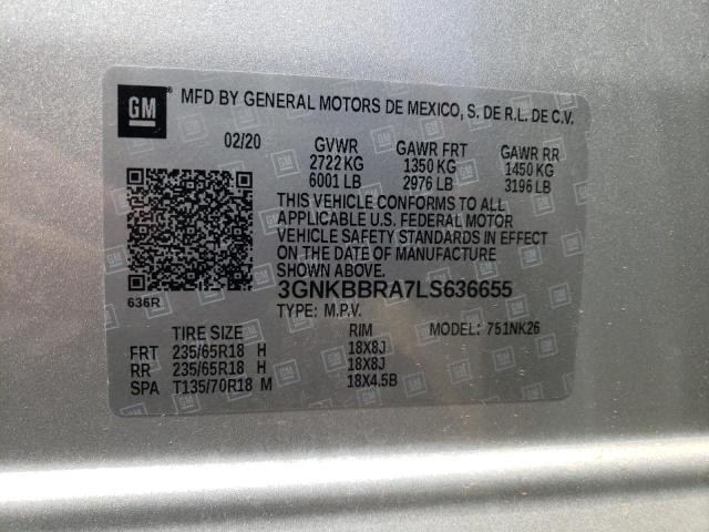 Photo 10 from auction – 2020 CHEVROLET BLAZER 1LT with VIN 3GNKBBRA7LS636655