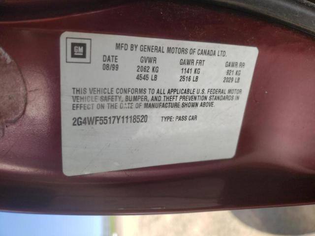 Photo 10 from auction – 2000 BUICK REGAL GS with VIN 2G4WF5517Y1118520