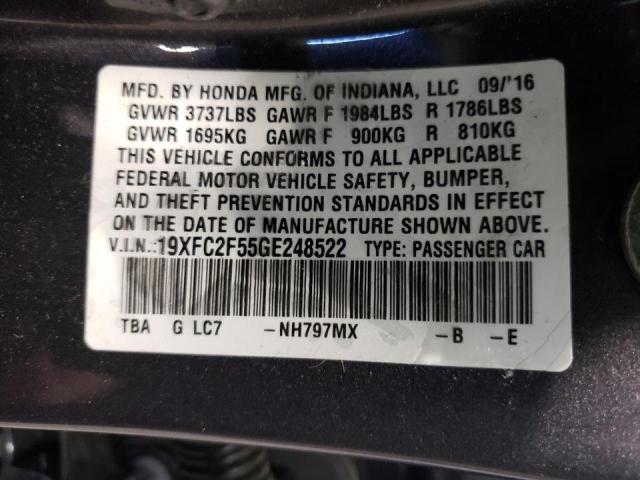 Photo 10 from auction – 2016 HONDA CIVIC LX with VIN 19XFC2F55GE248522