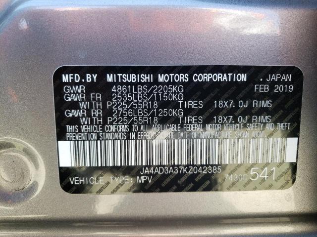 Photo 10 from auction – 2019 MITSUBISHI OUTLANDER with VIN JA4AD3A37KZ042385