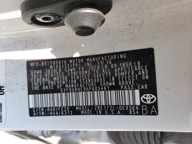Photo 10 from auction – 2017 TOYOTA COROLLA L with VIN 5YFBURHE9HP605461
