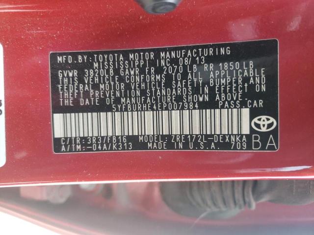 Photo 10 from auction – 2014 TOYOTA COROLLA L with VIN 5YFBURHE4EP007984