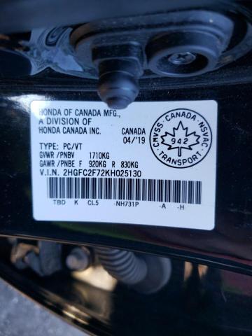 Photo 10 from auction – 2019 HONDA CIVIC EX with VIN 2HGFC2F72KH025130