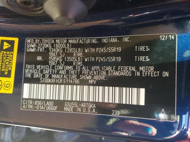 Photo 10 from auction – 2015 TOYOTA HIGHLANDER with VIN 5TDDKRFH3FS114786