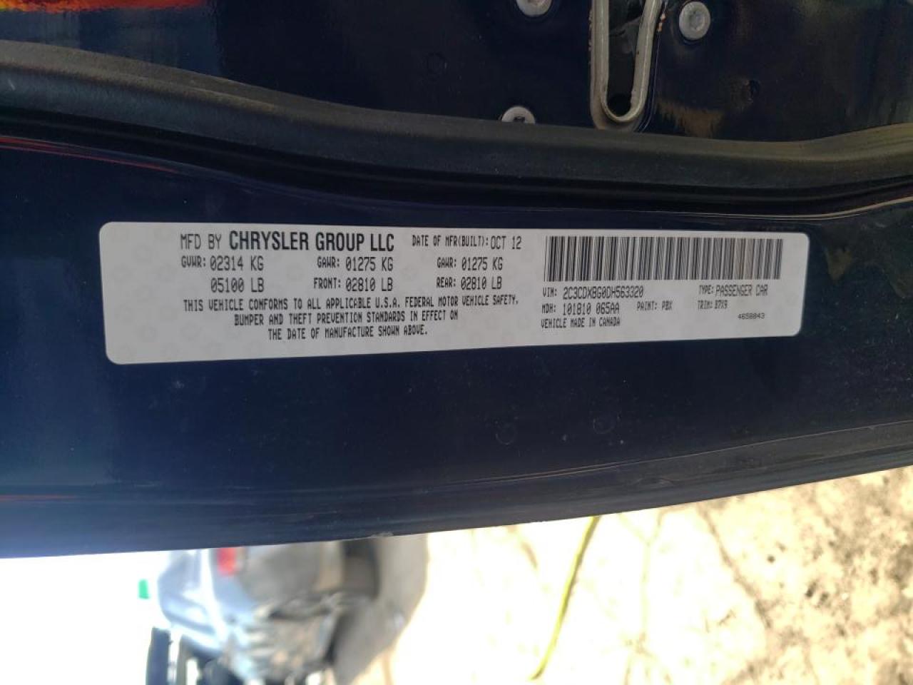 Photo 10 from auction – 2013 DODGE CHARGER SE with VIN 2C3CDXBG0DH563320