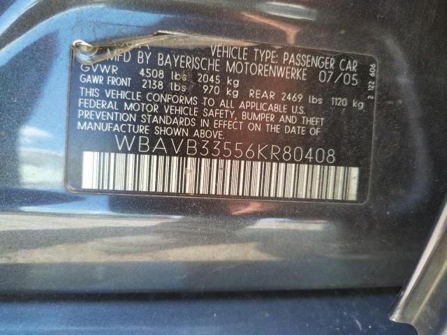 Photo 10 from auction – 2006 BMW 330 I with VIN WBAVB33556KR80408