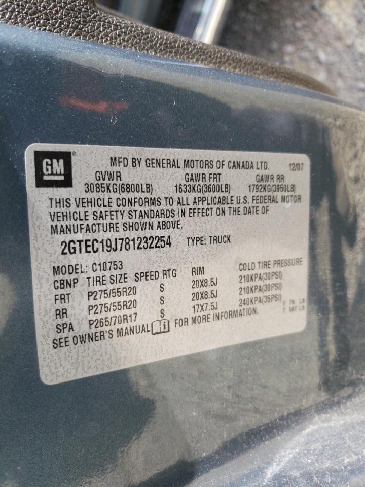 Photo 10 from auction – 2008 GMC SIERRA C15 with VIN 2GTEC19J781232254