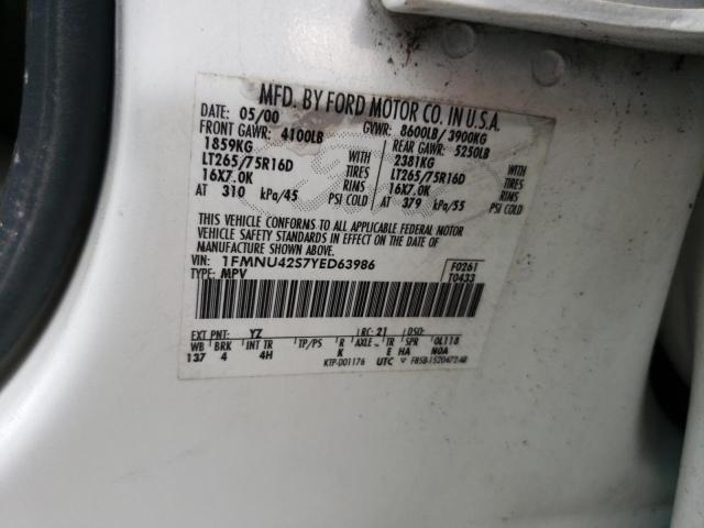 Photo 10 from auction – 2000 FORD EXCURSION with VIN 1FMNU42S7YED63986