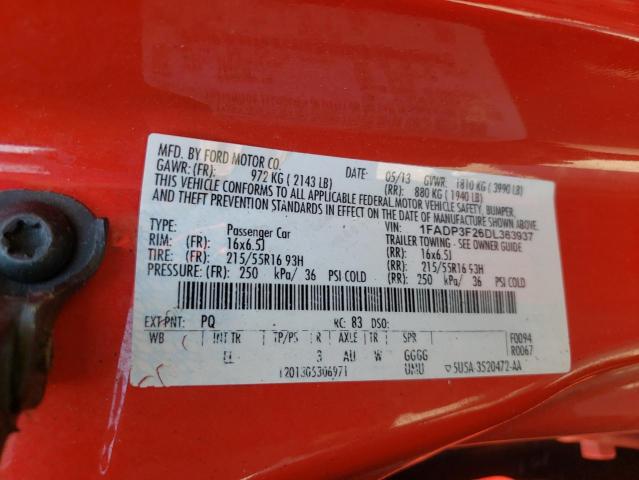 Photo 10 from auction – 2013 FORD FOCUS SE with VIN 1FADP3F26DL363937
