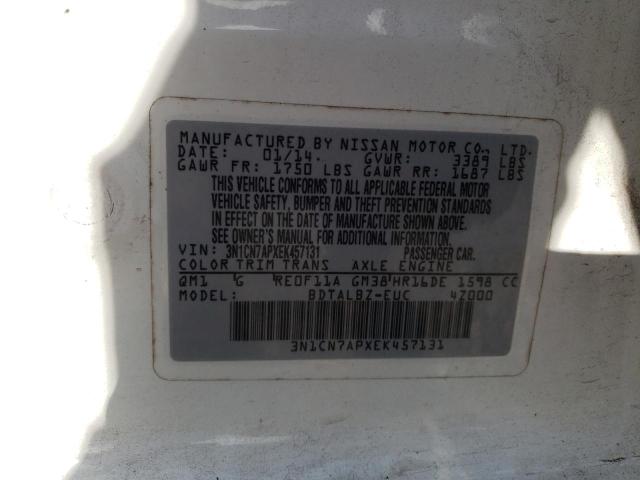 Photo 10 from auction – 2014 NISSAN VERSA S with VIN 3N1CN7APXEK457131