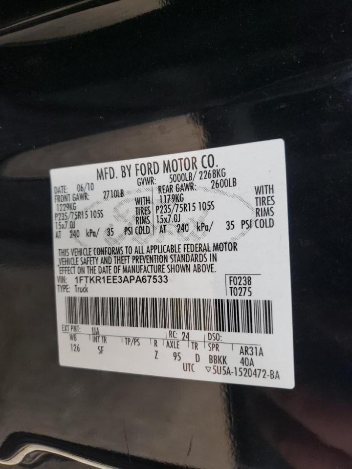 Photo 19 from auction – 2010 FORD RANGER SUP with VIN 1FTKR1EE3APA67533