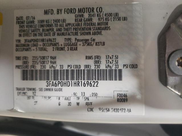 Photo 1 from auction – 2017 FORD FUSION SE with VIN 3FA6P0HD1HR169622