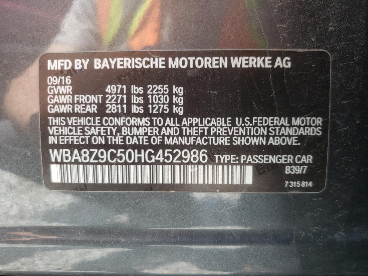 Photo 10 from auction – 2017 BMW 330 XIGT with VIN WBA8Z9C50HG452986